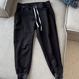 Figs Black Joggers with White Tie